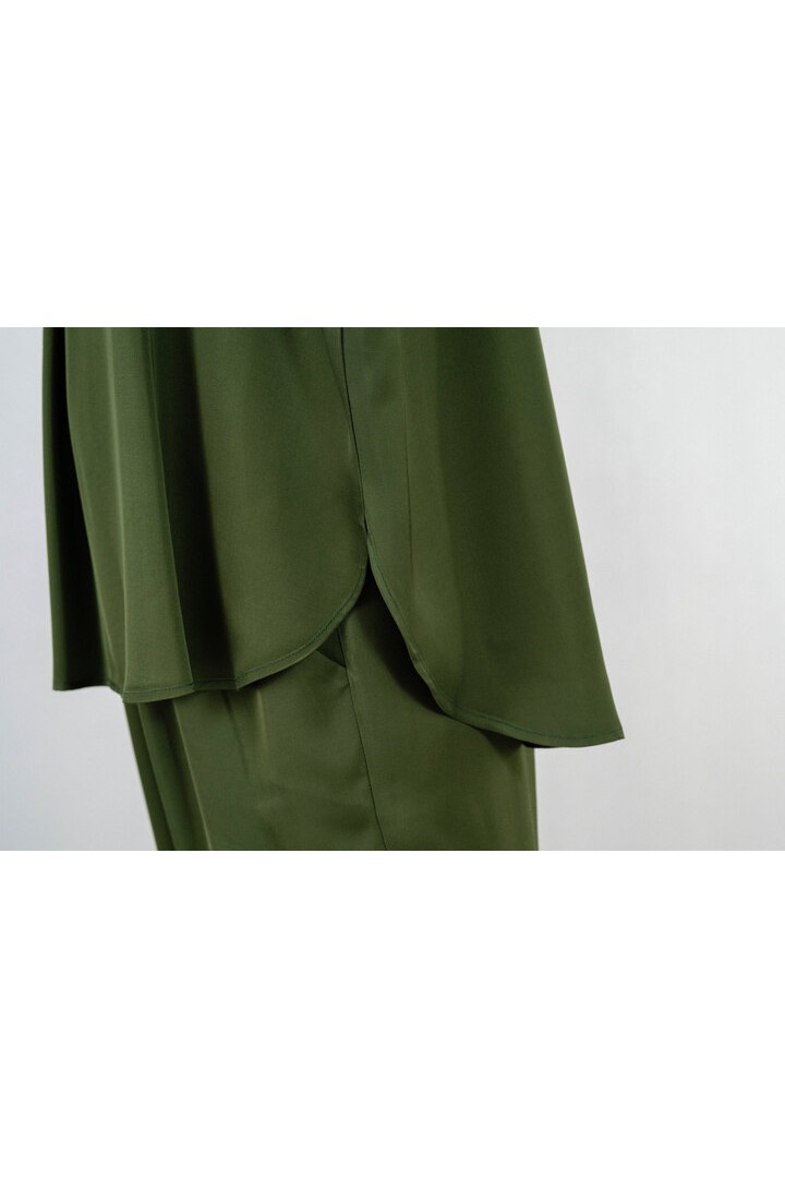 SATIN ECOVERO SHORT SLEEVE BLOUSE DARK GREEN