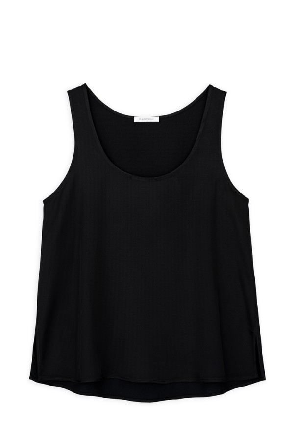 SATIN ECOVERO TANK TOP BLACK