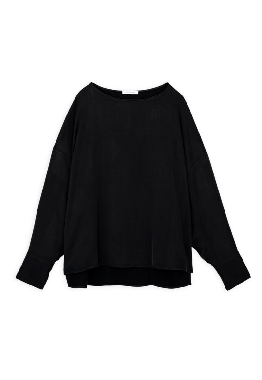 CUPRO VISCOSE OVERSIZED BLOUSE BLACK