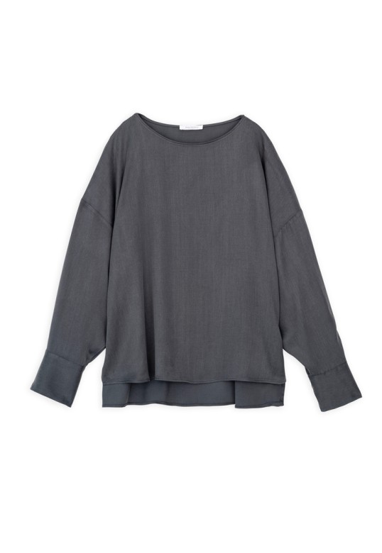 CUPRO VISCOSE OVERSIZED BLOUSE GREY