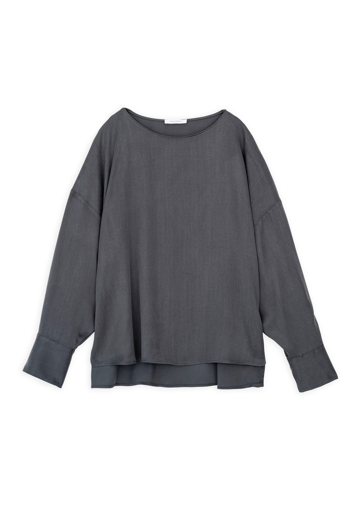 CUPRO VISCOSE OVERSIZED BLOUSE GREY