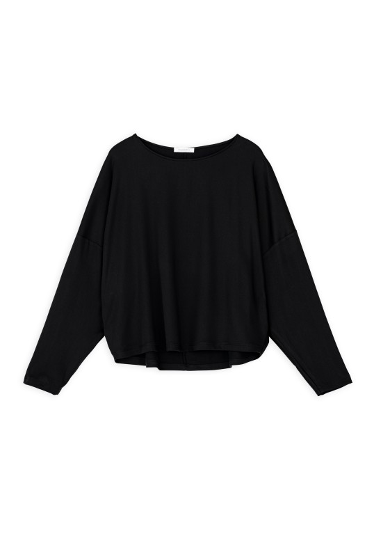 SATIN SANDWASHED CROPPED TOP BLACK