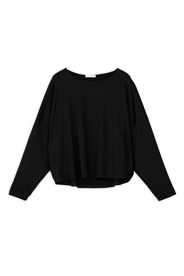 SATIN SANDWASHED CROPPED TOP BLACK