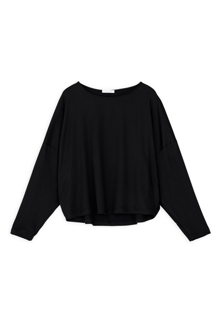 SATIN SANDWASHED CROPPED TOP BLACK