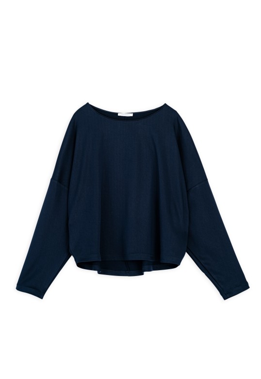 SATIN SANDWASHED CROPPED TOP DARK BLUE