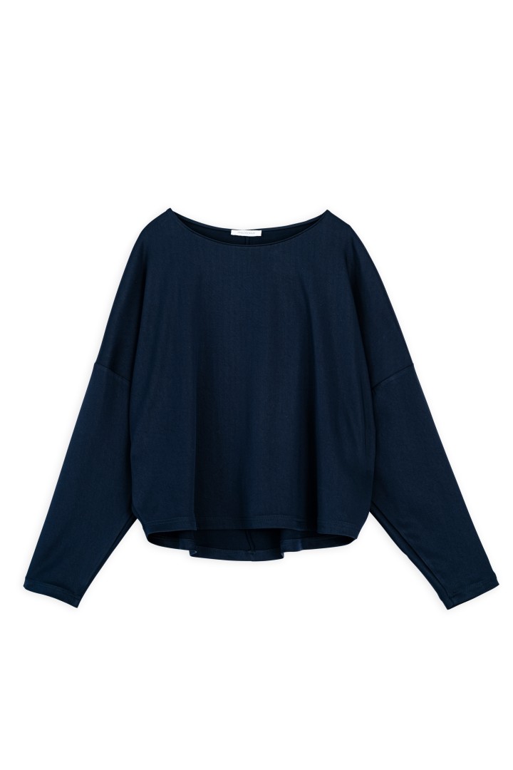 SATIN SANDWASHED CROPPED TOP DARK BLUE