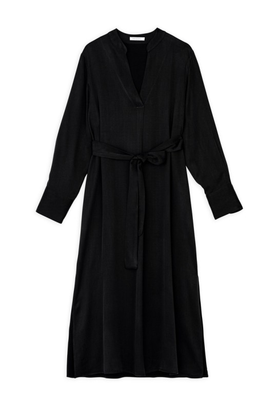 CUPRO VISCOSE MIDI DRESS BLACK