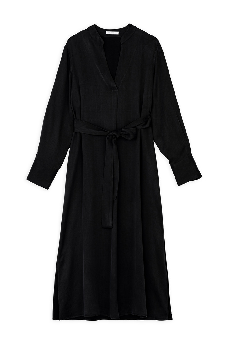 CUPRO VISCOSE MIDI DRESS BLACK