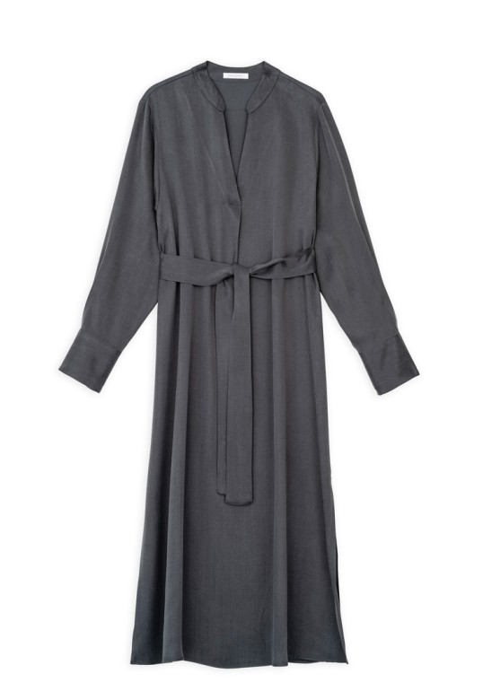 CUPRO VISCOSE MIDI DRESS GREY