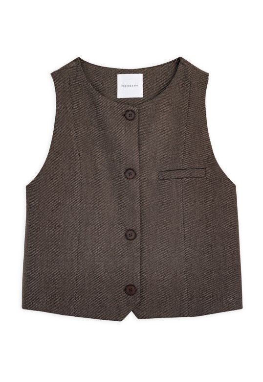 MELANGE T/R VEST BROWN