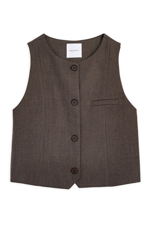 MELANGE T/R VEST BROWN