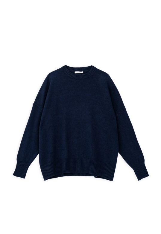 CASHMERE ROUND NECK SWEATER DARK BLUE