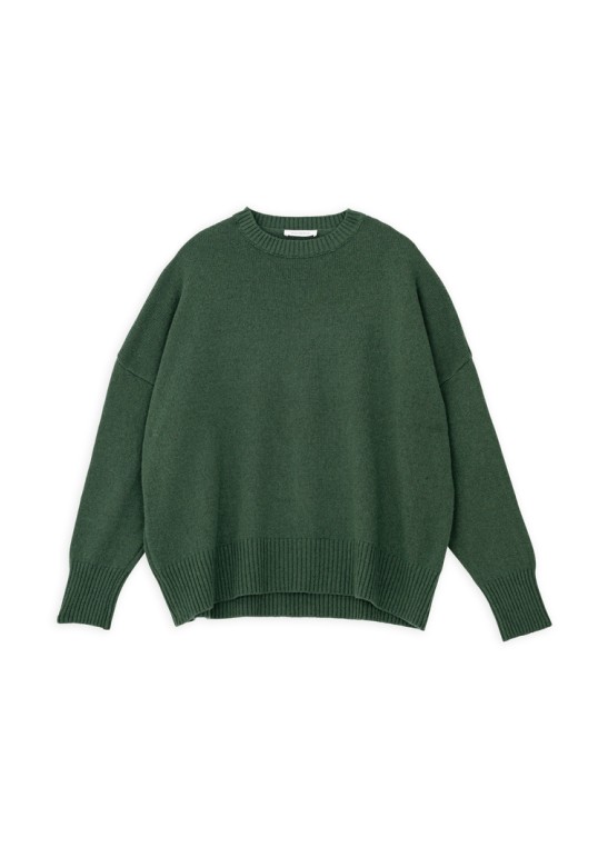 CASHMERE ROUND NECK SWEATER DARK GREEN