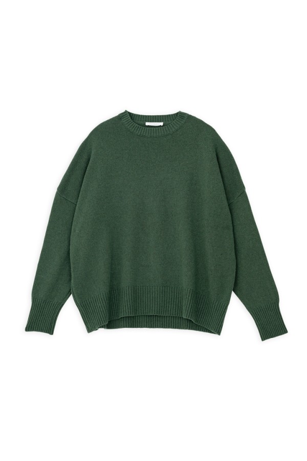 CASHMERE ROUND NECK SWEATER DARK GREEN