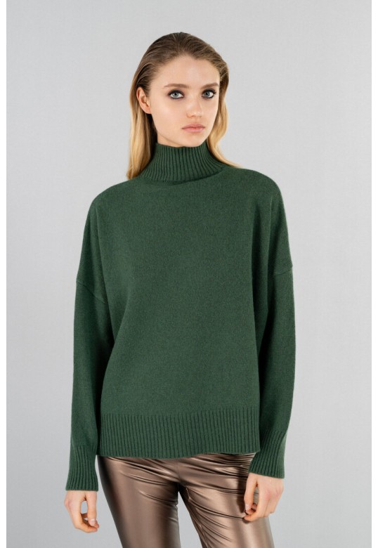 CASHMERE TURTLENECK SWEATER DARK GREEN