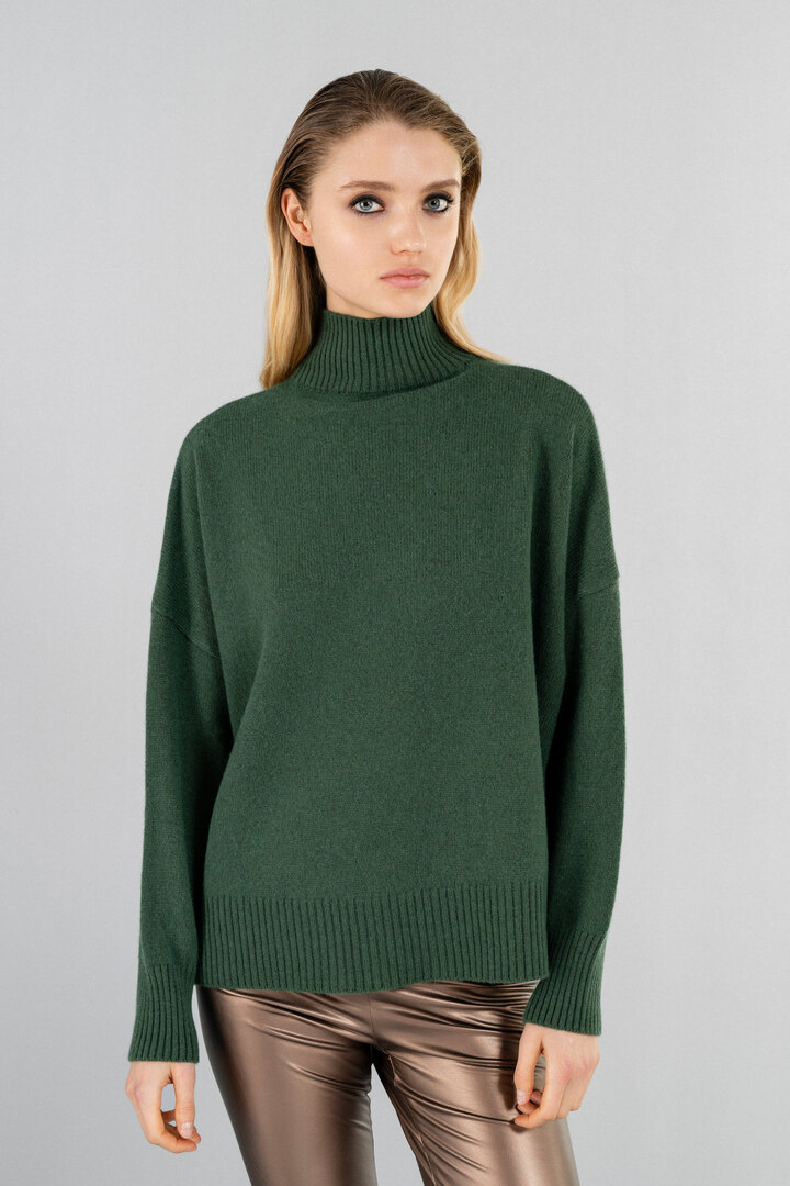 CASHMERE TURTLENECK SWEATER DARK GREEN