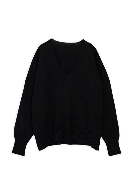 CASHMERE V NECK SWEATER BLACK