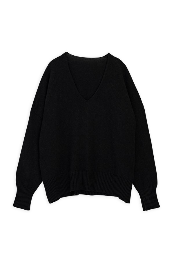 CASHMERE V NECK SWEATER BLACK