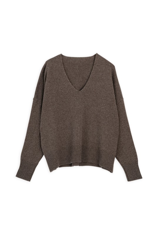 CASHMERE V NECK SWEATER TAUPE