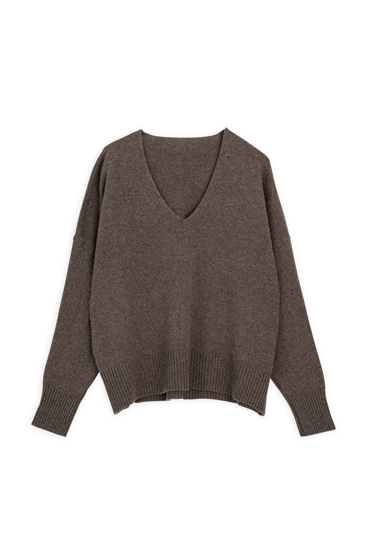 CASHMERE V NECK SWEATER TAUPE