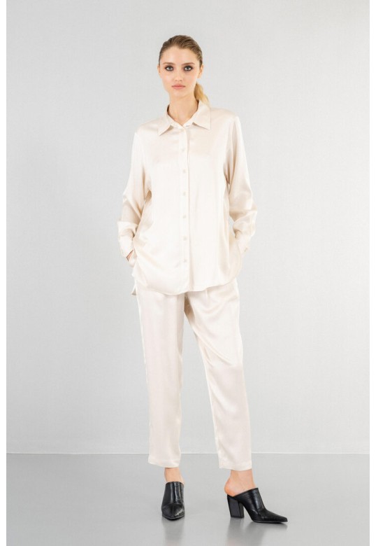 SATIN ECOVERO OVERSIZED SHIRT CREAM