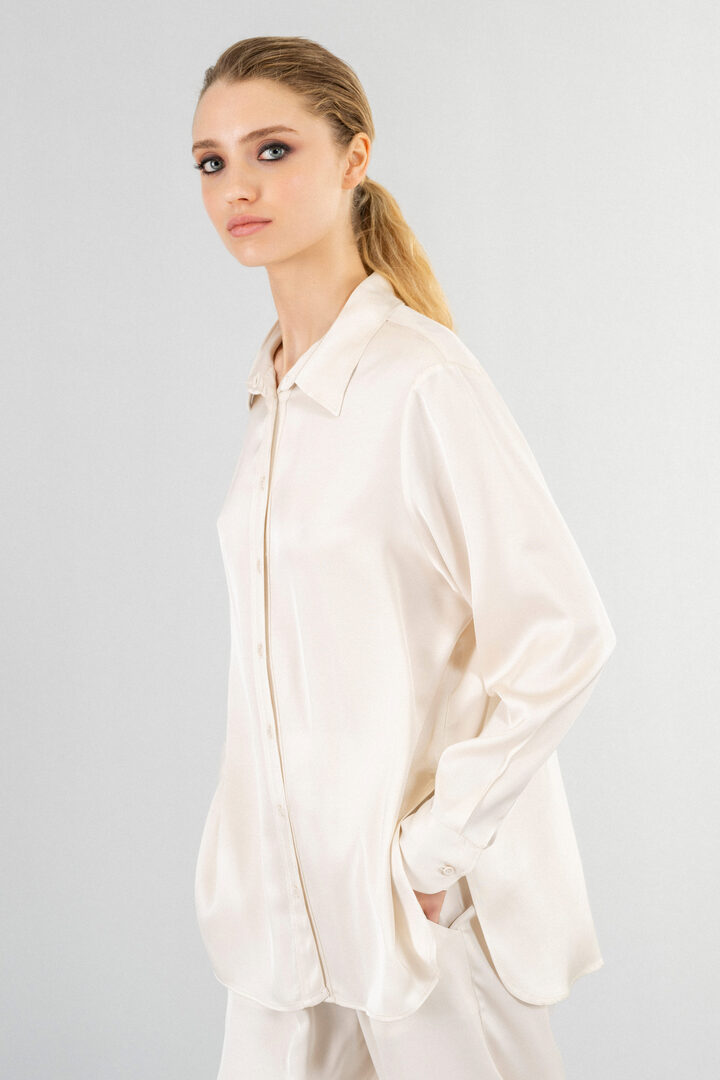 SATIN ECOVERO OVERSIZED SHIRT CREAM