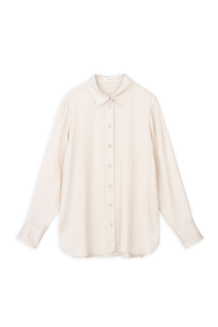 SATIN ECOVERO OVERSIZED SHIRT CREAM