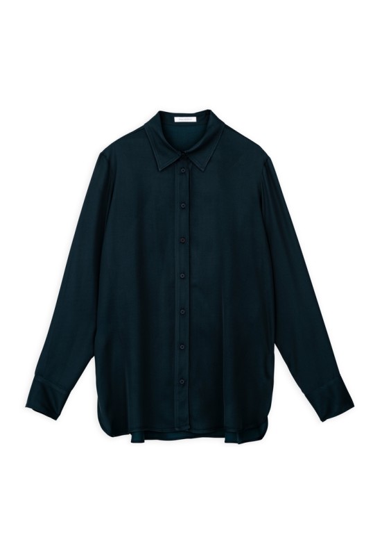 SATIN ECOVERO OVERSIZED SHIRT DARK BLUE