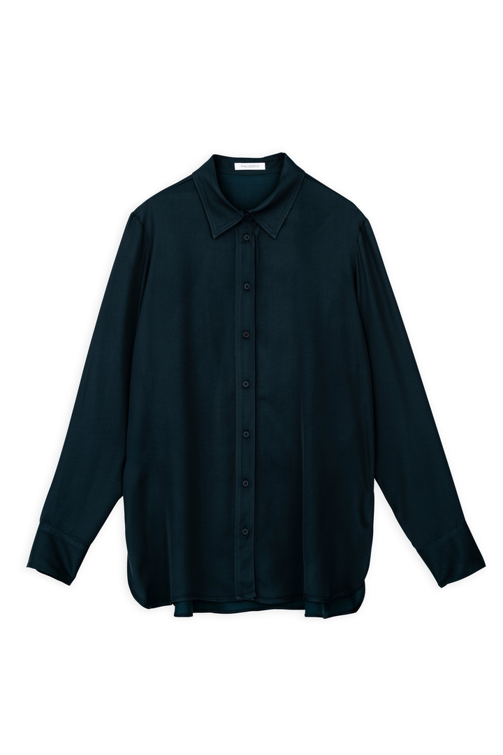 SATIN ECOVERO OVERSIZED SHIRT DARK BLUE