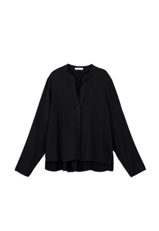 SATIN ECOVERO CROPPED SHIRT BLACK