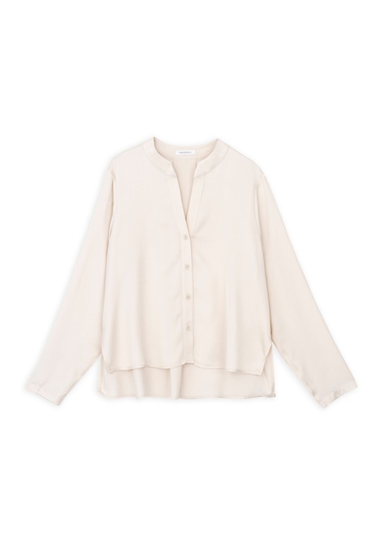 SATIN ECOVERO CROPPED SHIRT CREAM