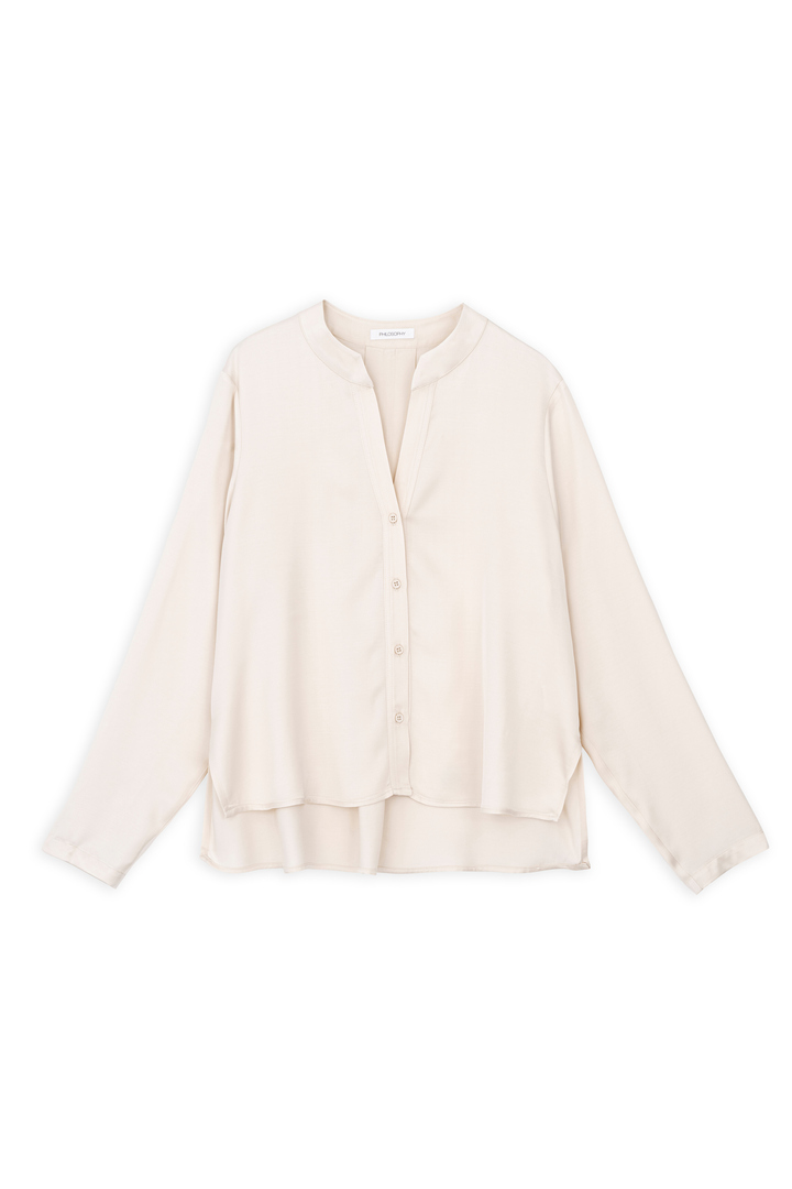 SATIN ECOVERO CROPPED SHIRT CREAM