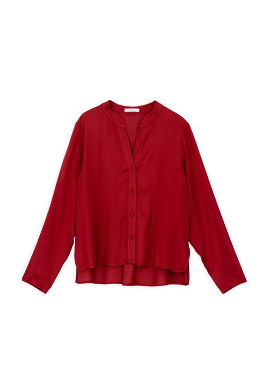 SATIN ECOVERO CROPPED SHIRT DARK RED