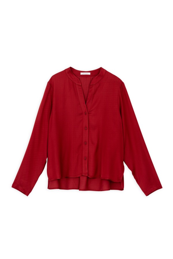 SATIN ECOVERO CROPPED SHIRT DARK RED