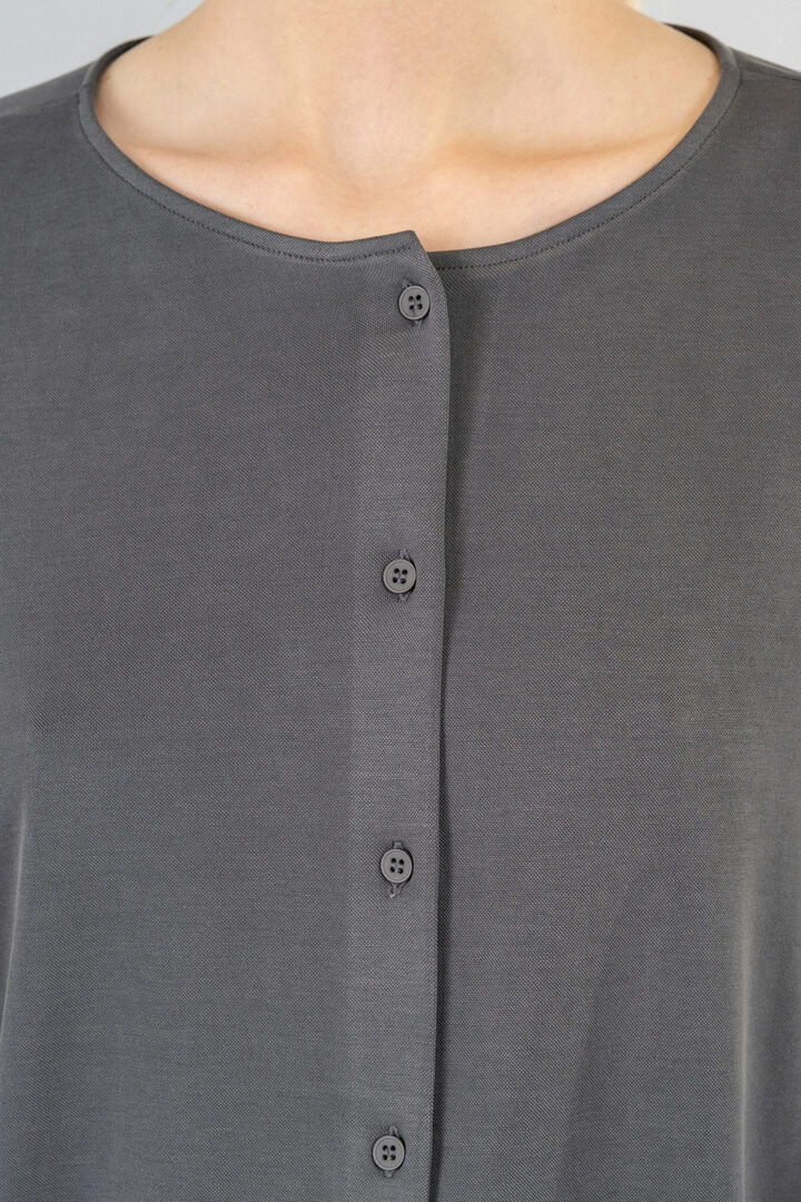 CUPRO PIQUE CROPPED SHIRT ANTHRACITE