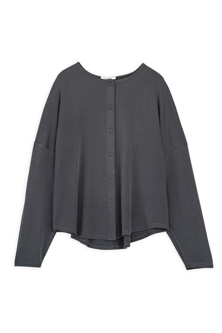 CUPRO PIQUE CROPPED SHIRT ANTHRACITE