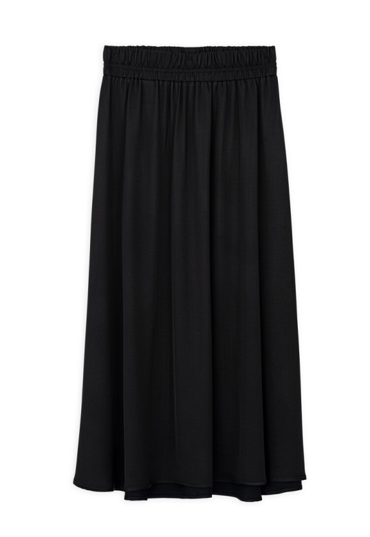 SATIN ECOVERO LONG SKIRT BLACK