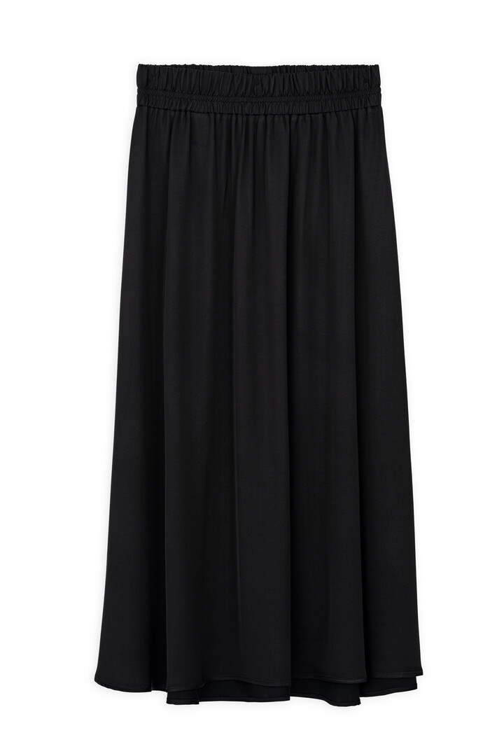 SATIN ECOVERO LONG SKIRT BLACK