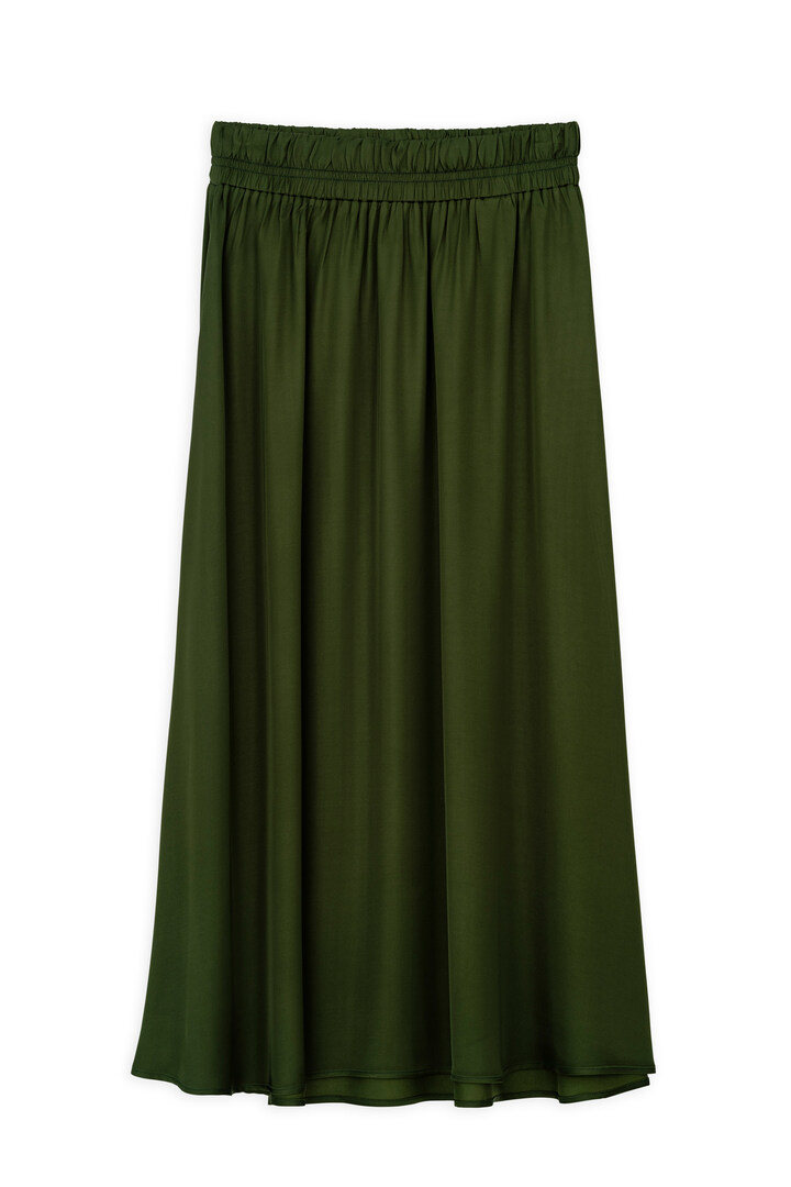 SATIN ECOVERO LONG SKIRT DARK GREEN