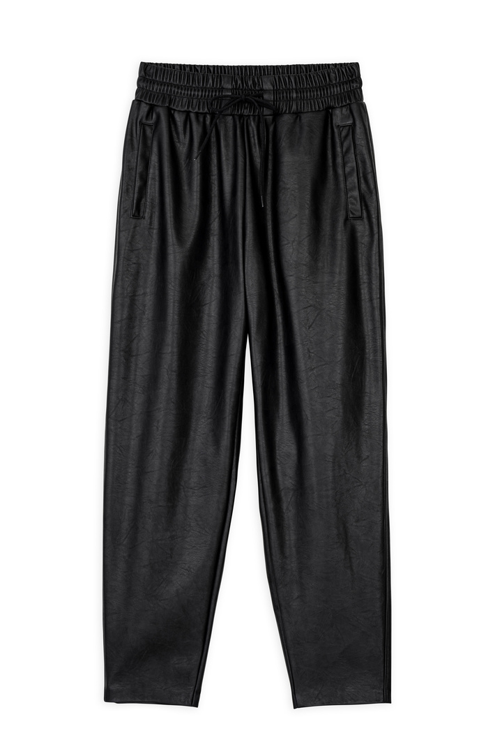 LEATHER JOGGER PANTS BLACK