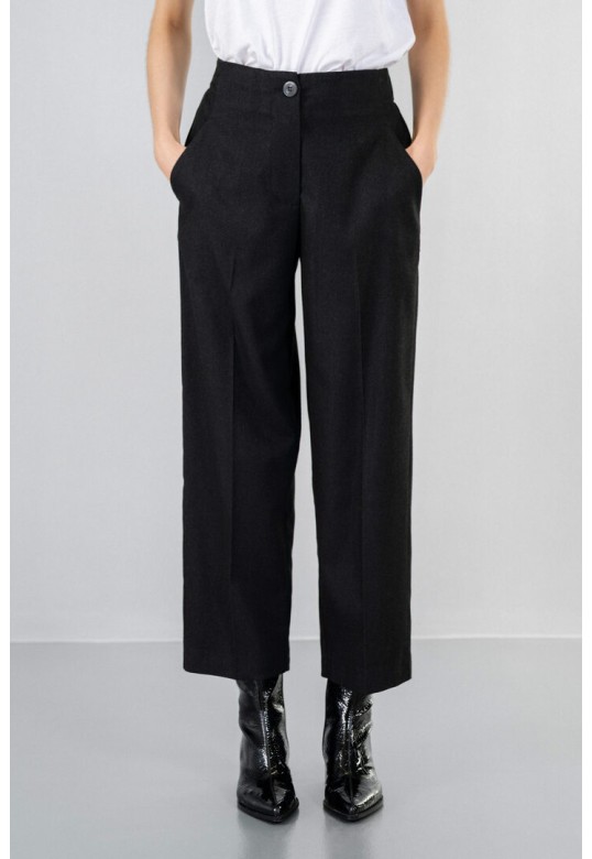 TWILL T/R HIGHWAIST PANTS BLACK