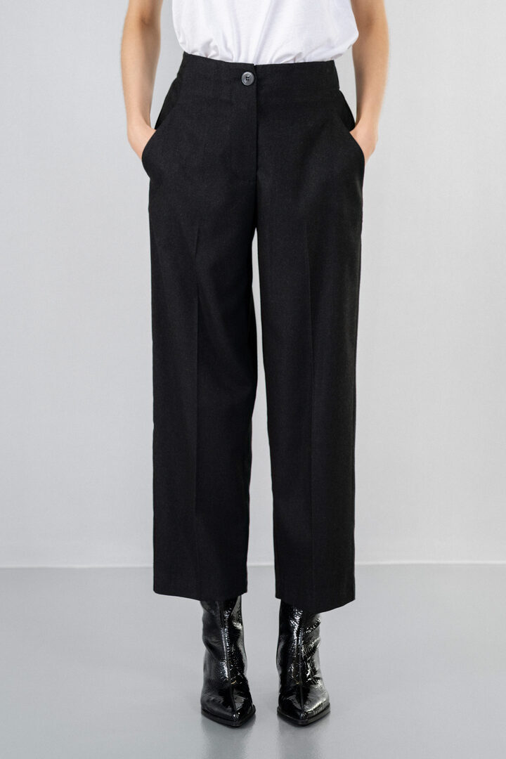 TWILL T/R HIGHWAIST PANTS BLACK