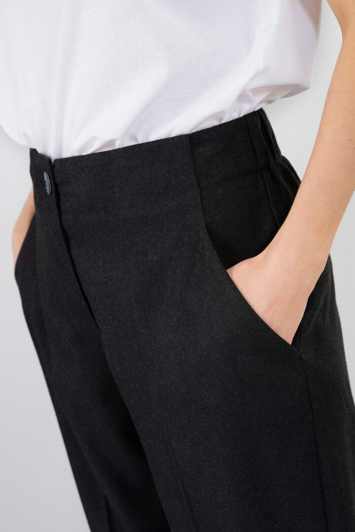 TWILL T/R HIGHWAIST PANTS BLACK