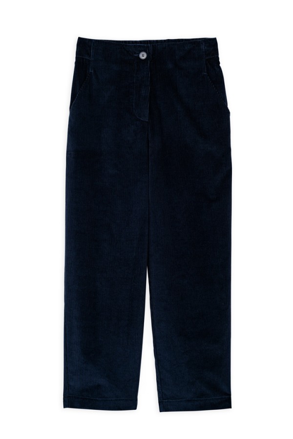 CORDUROY HIGHWAIST PANTS DARK BLUE