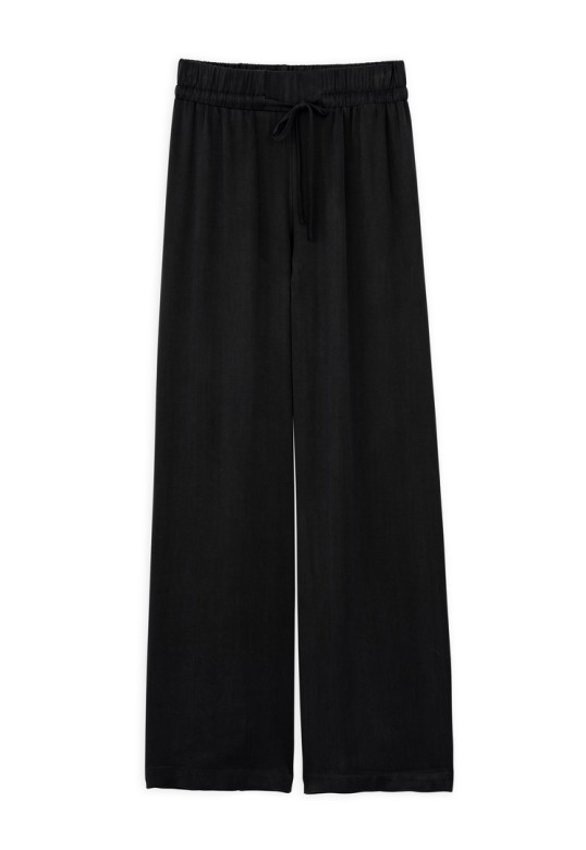 CUPRO VISCOSE WIDE-LEG PANTS BLACK