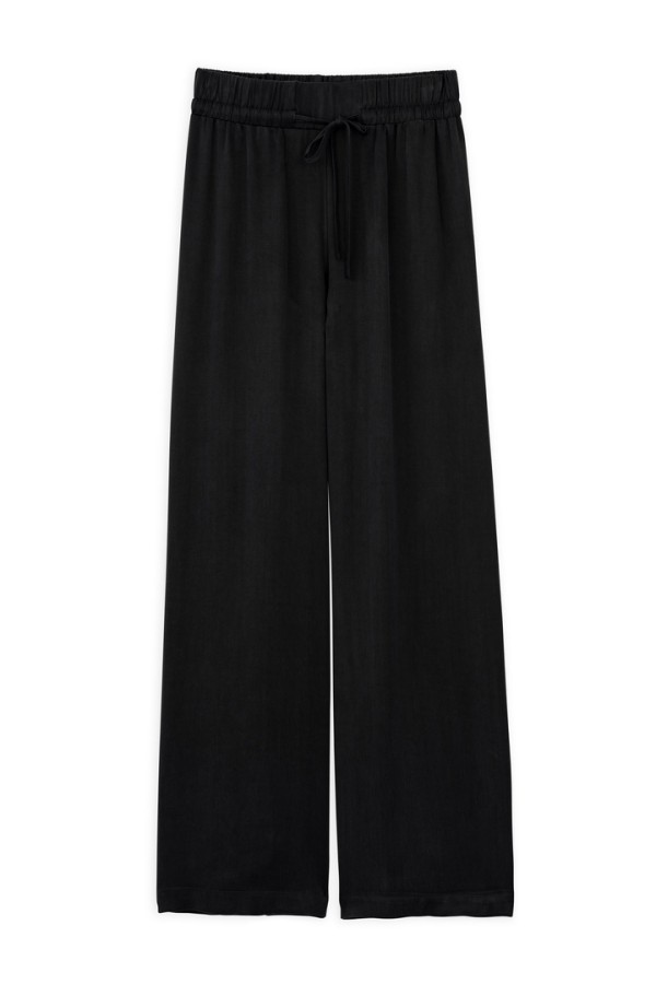 CUPRO VISCOSE WIDE-LEG PANTS BLACK