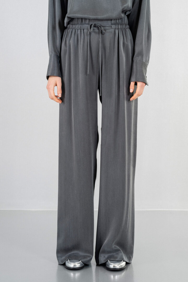 CUPRO VISCOSE WIDE-LEG PANTS GREY