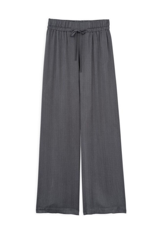 CUPRO VISCOSE WIDE-LEG PANTS GREY