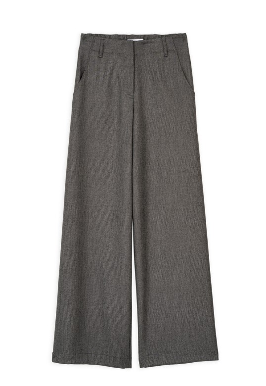 MELANGE T/R WIDE-LEG PANTS BLACK