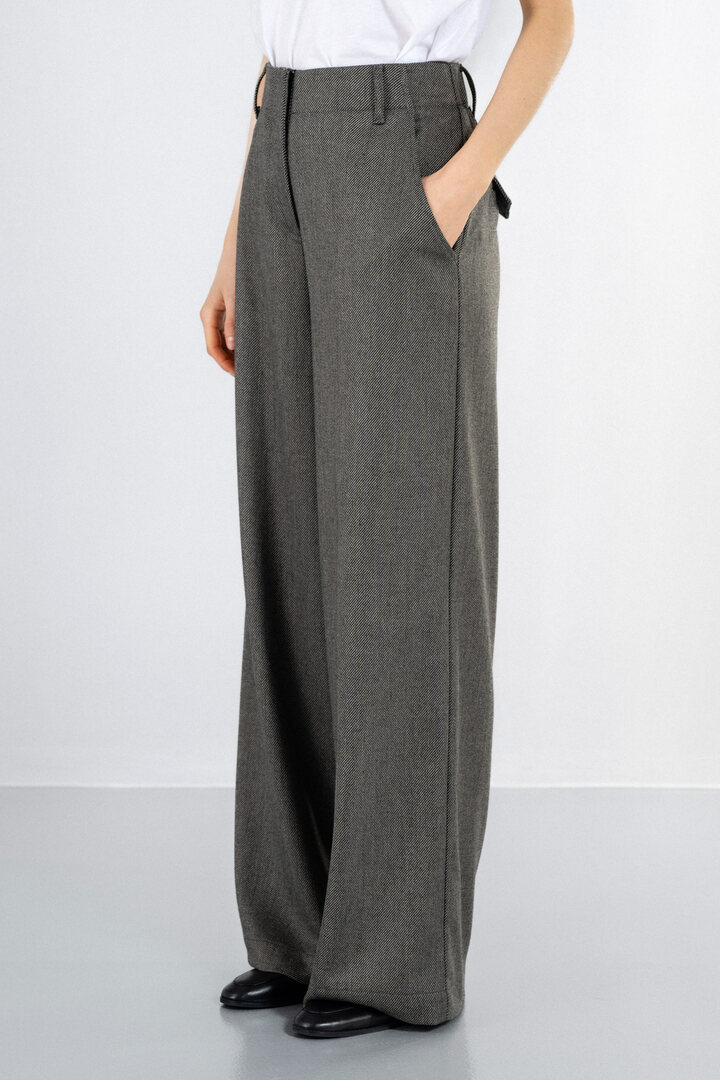 MELANGE T/R WIDE-LEG PANTS BLACK